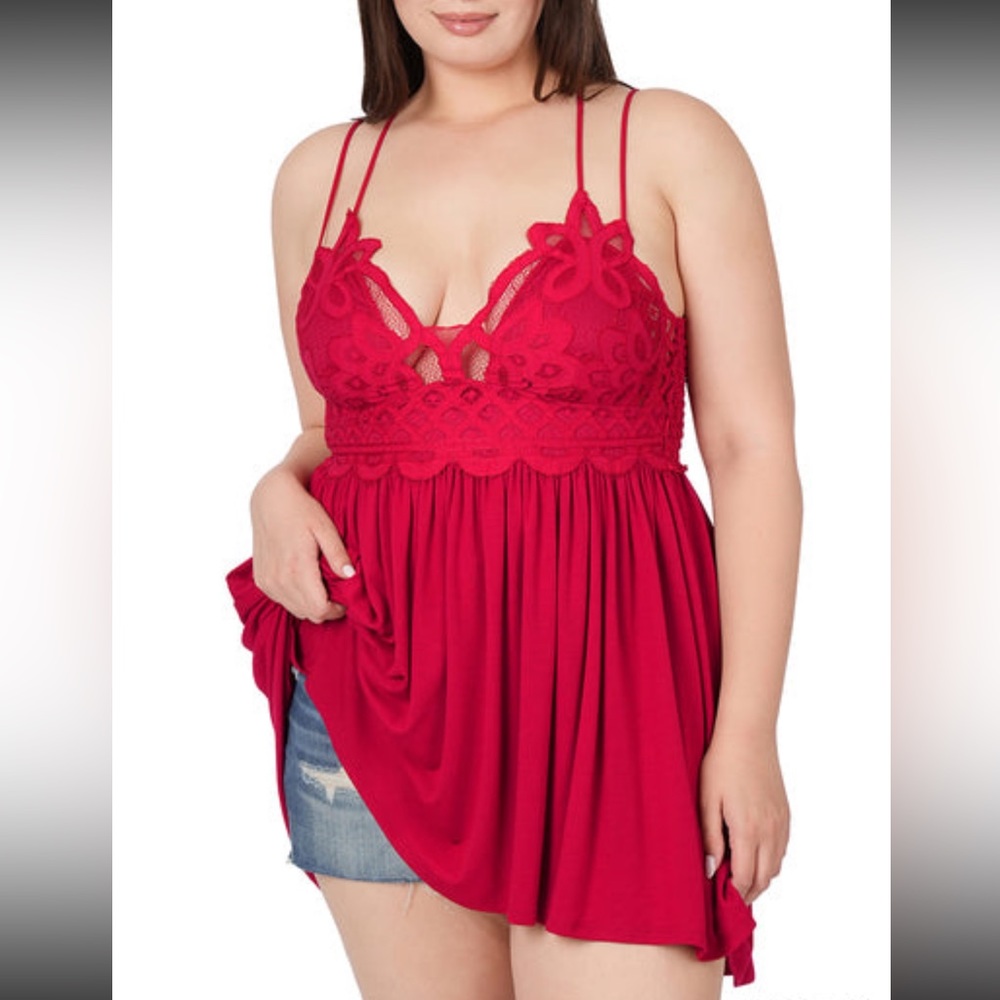Red Crochet Lace Cami NWT